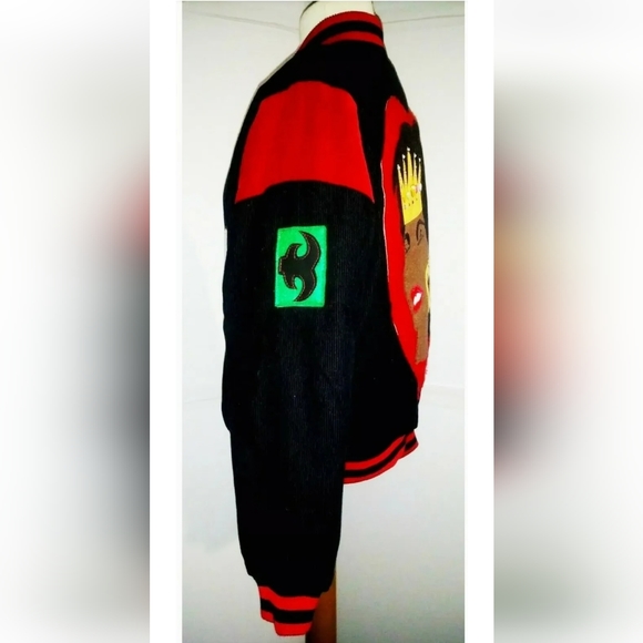 NEW Queens Rule Bomber Letterman Jacket Coat! Quilted. Adinkra, Ankh. Women, S. - Picture 7 of 11